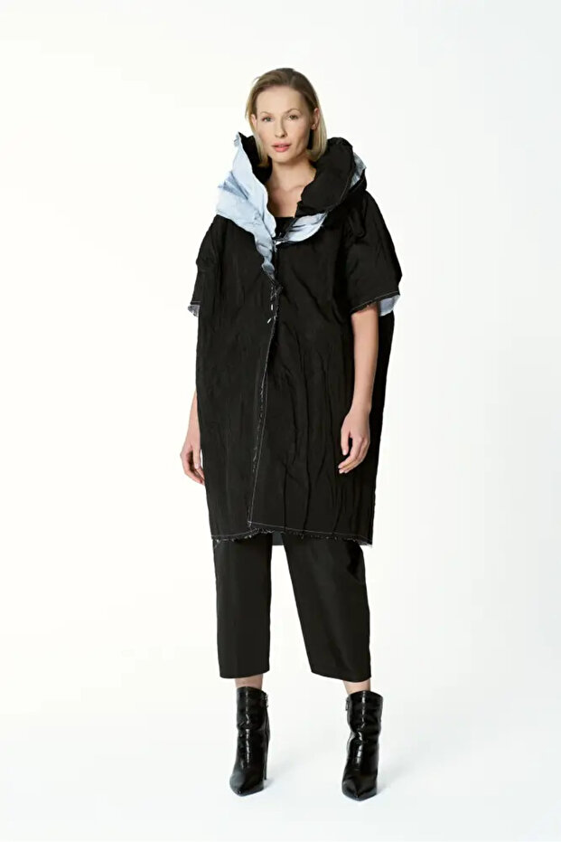 Çift Kat Tafta Yelek - Siyah - 2