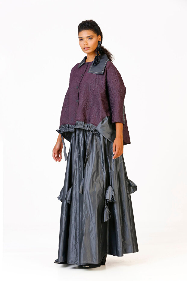 Çiçek Baskılı Çift Renk Ceket - 4