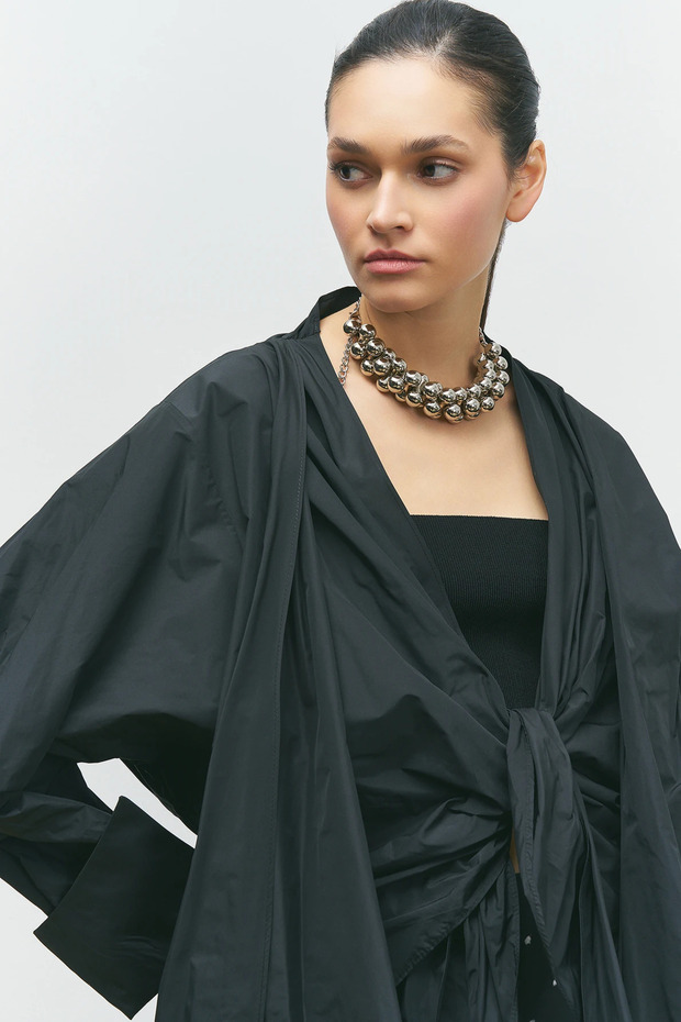 Arkası Baskılı Ceket - Siyah - 5