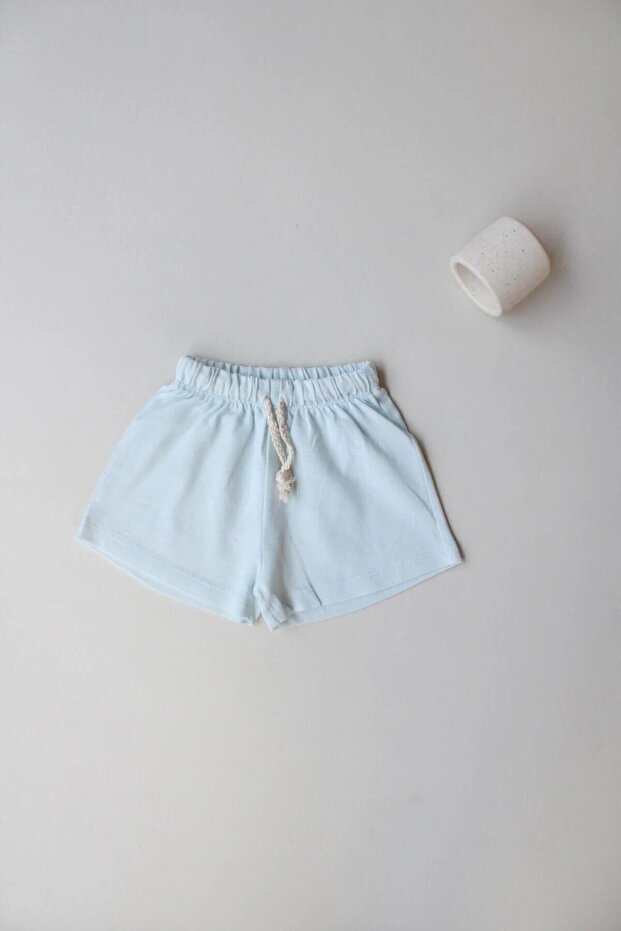Açık Mavi Bağcıklı Basic Şort - 7