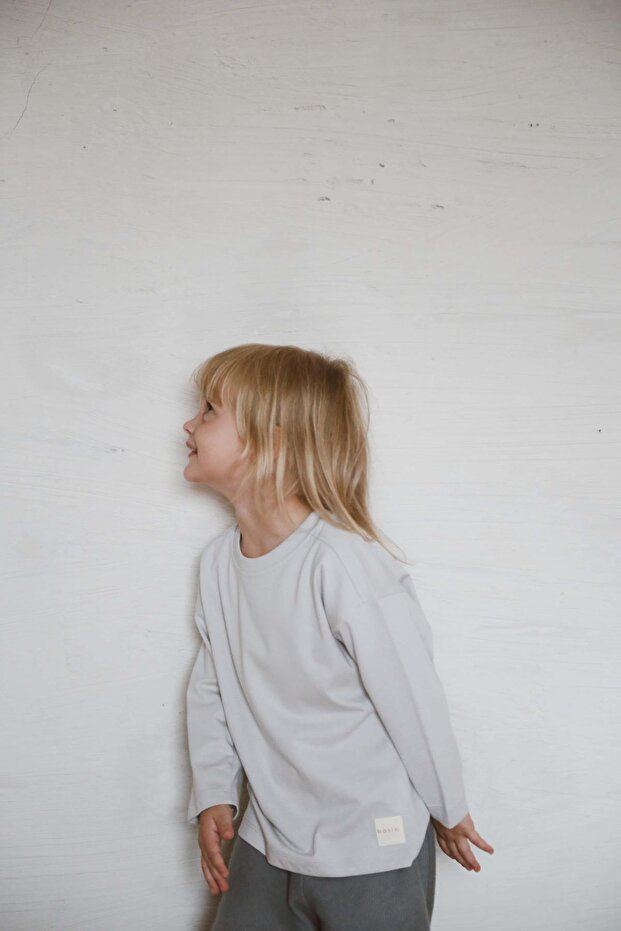 Μακρυμάνικο γκρι Basic μπλουζάκι - 8