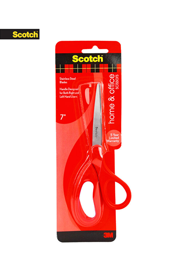 مقص منزلي ومكتبي 7 بوصة - شفرات من الفولاذ المقاوم للصدأ، مقبض مناسب للاستخدام باليدين، أحمر - 1