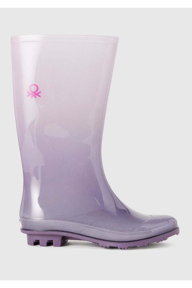 Boy's Lilac Faded Effect Contrast Color Rubber Sole Rain Boots