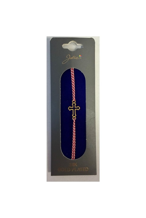 24k Gold Plated Bracelet, Red String, Model 7