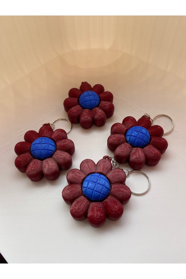 Flower Themed Stress Relief Clicker Keychain Charm Color Can Be Contacted for Inquiry