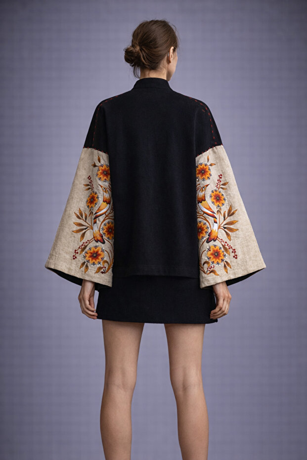 Nulivez Printed Black Kimono Jacket – Special Design Women's Jacket ...