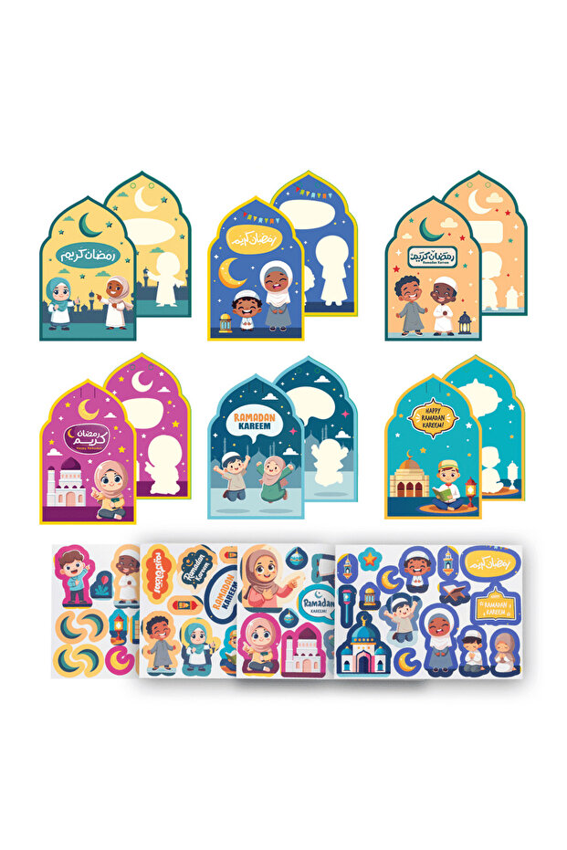 Ramadan Kids Decoration Set - Cards & Stickers for a Fun Ramadan Atmosphere