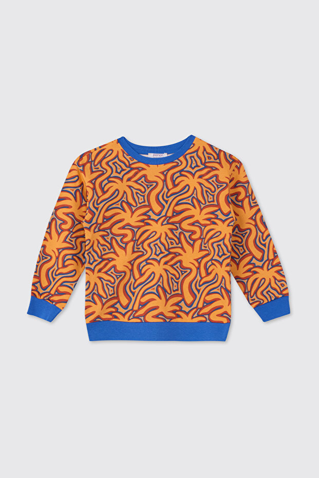 Panço Erkek Çocuk Baskılı Somon Sweatshirt