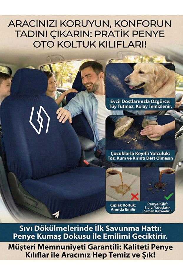 Seat Cover Practical Set Compatible with Renault 26, Basic Set - 5
