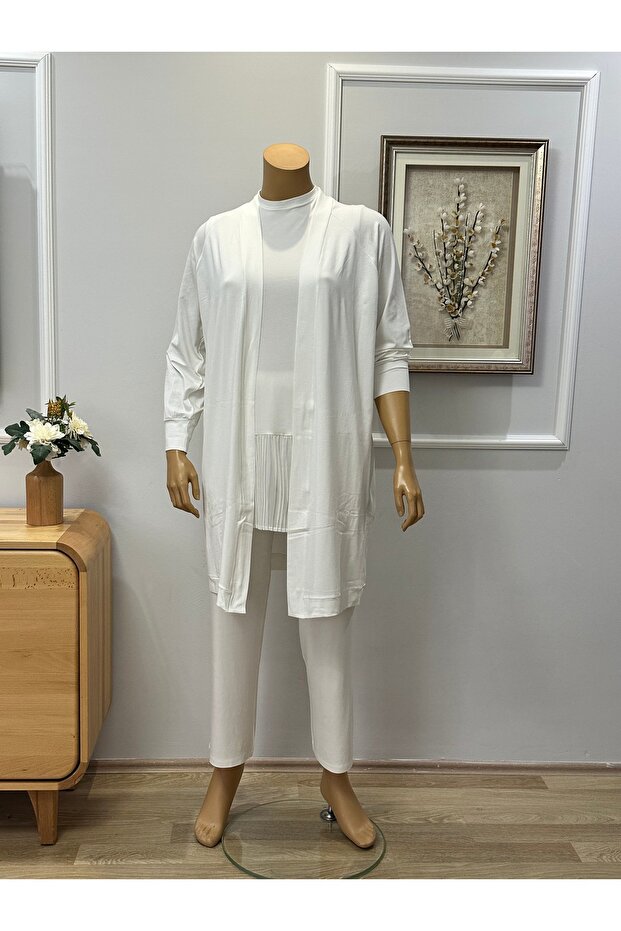 Tesettür Hirka 95 cm Viscosa Quality Combed Cotton Ecru
