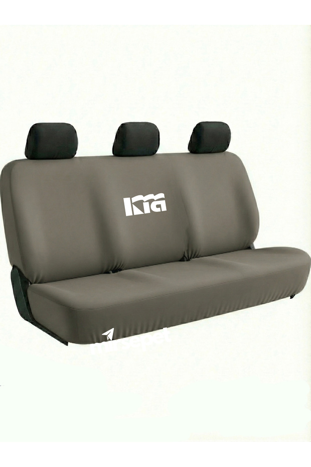 Auto Seat Cover Basic Set Gray Combed Cotton Compatible with Kia Stinger - 4