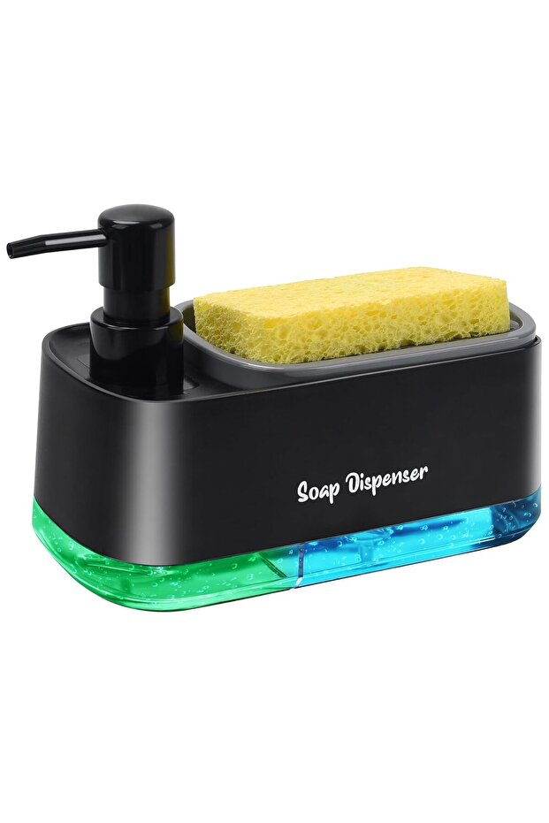 Kitchen Soap Dispenser 3-in-1 with Sponge Holder | Countertop Dish Soap Pump Organizer