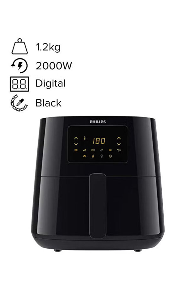 مقلاة هوائية Essential XL سعة 6.2 لتر وقوة 2000 وات HD9270/90/91/70 باللون الأسود