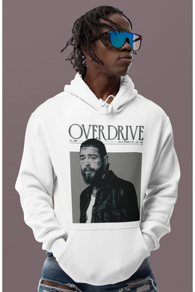 هودي Overdrive Post Malone Rapper مطبوع للجنسين قصة فضفاضة Singer