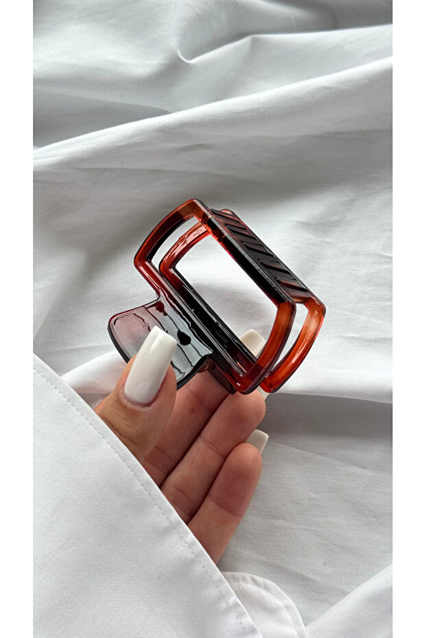 Women Transparent Geometric Latch Buckle Modern Rectangular Hair Accessory