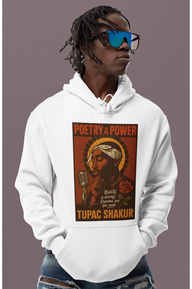 تصميم توباك شاكور رابر مطبوع هودي للجنسين قصة فضفاضة 2Pac Singer