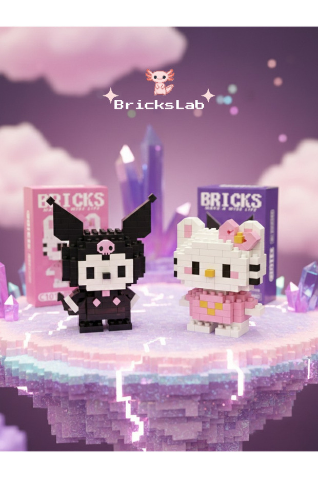 Mini Kuromi & Hello Kitty 3D Puzzle Figür Seti - 1