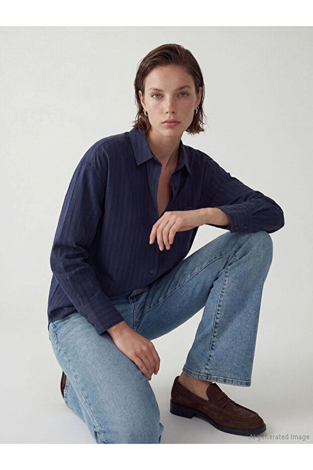 Striped Oversize Women's Shirt (S6)