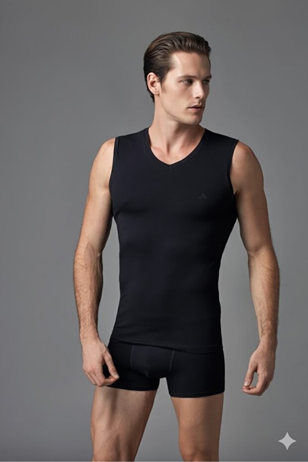Men's V-Neck Zero Sleeve Micro Modal Undershirt Ers053