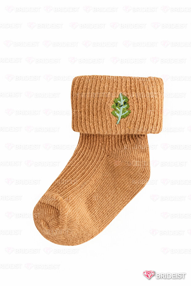 Leaf Embroidered Baby Socks Cotton Soft Long Socks Non-Slip Daily Comfortable +1 Gift