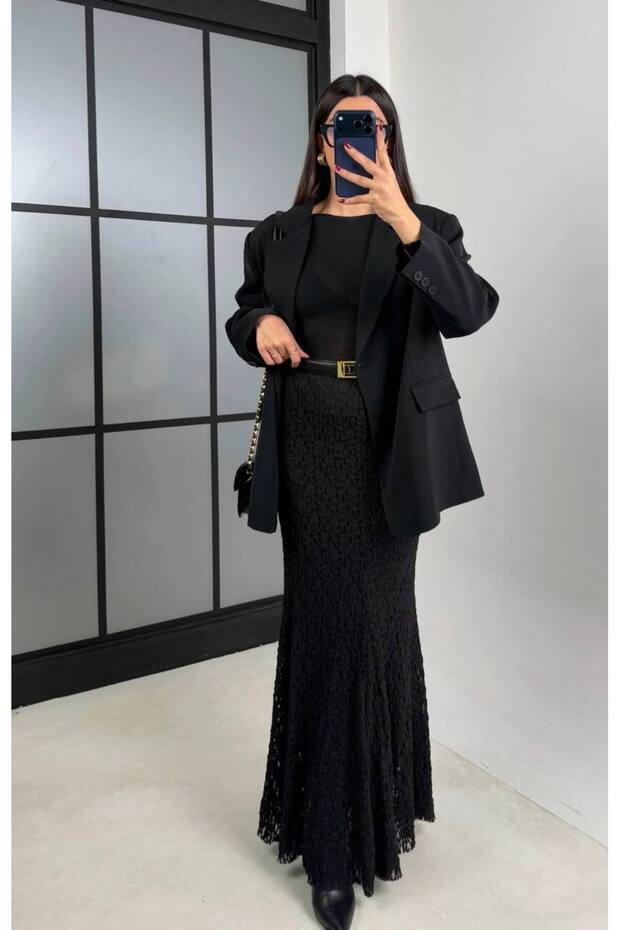 Women's Maxi Length Fully Lined Lace Skirt