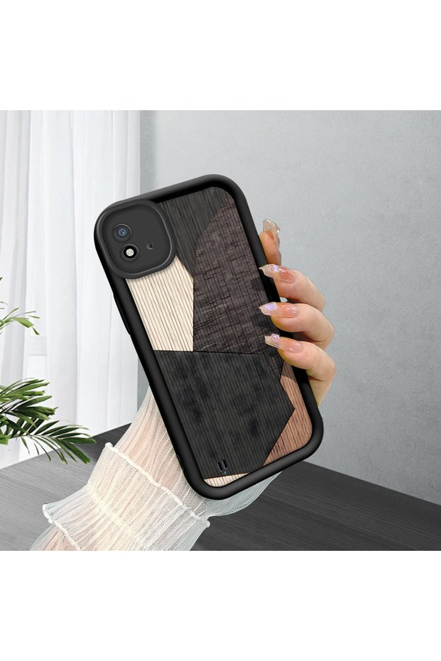 Realme C11 2021 Compatible, Stylish Wood Patterned Silicone Phone Case