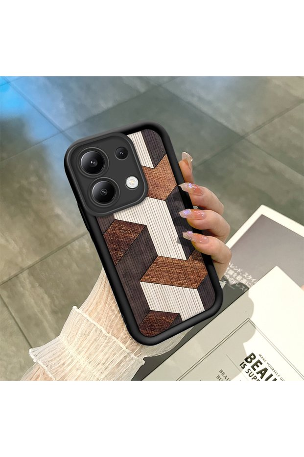 Redmi Note 13 Compatible, Stylish Wooden Patterned Silicone Phone Case