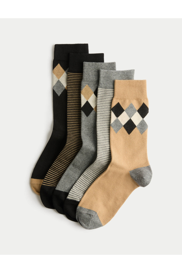 5'li Desenli Çorap - 1
