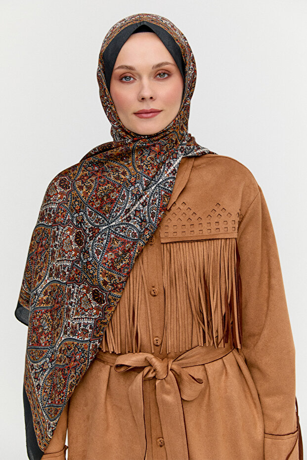 Monokrom Desenli Modal Şal - 2