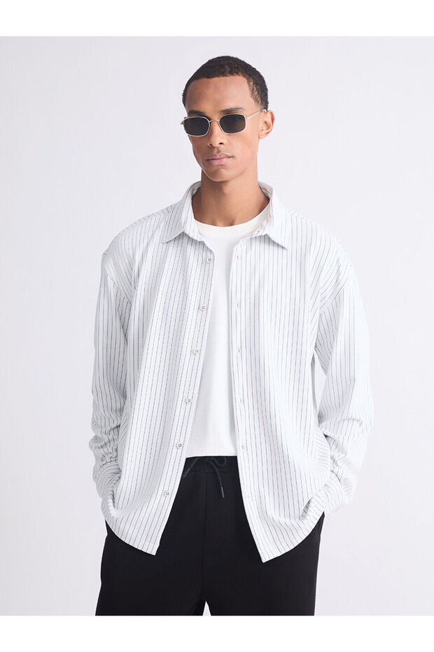 Regular Fit Long Sleeve Striped Men's Shirt