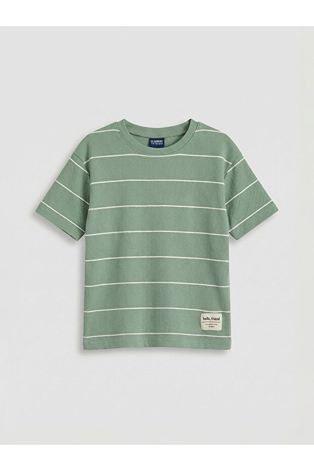 Green Striped Loose Fit Boys' T-Shirt