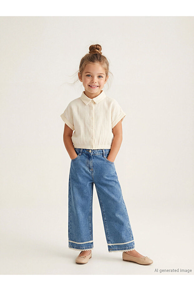 Blue regular fit girl's jean pants