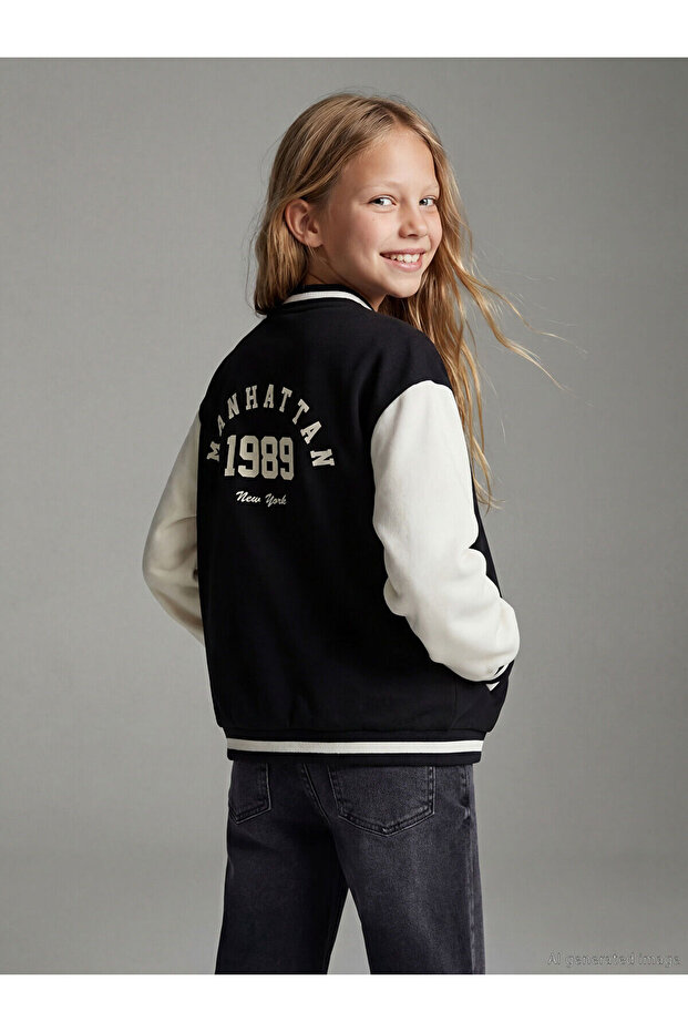 Trendlucky Girl's College Jacket with Printed Difference