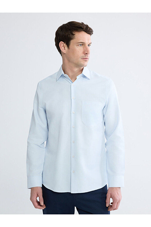 Blue Regular Fit Men's Shirt from Plus-Store