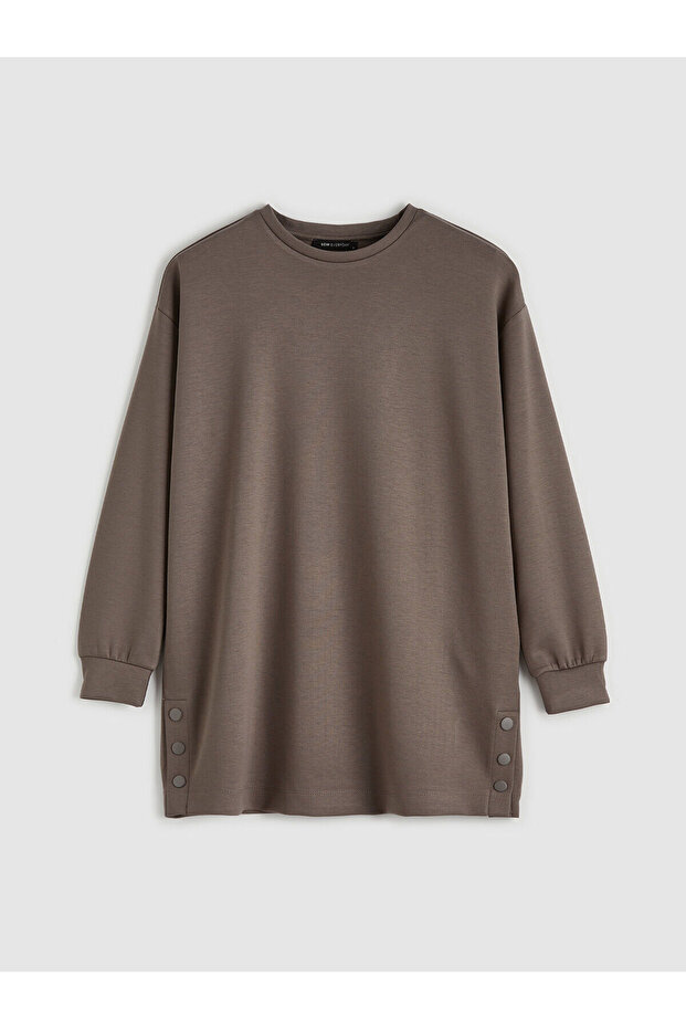 Brown soft touch Oversized women's sweatshirt tunic