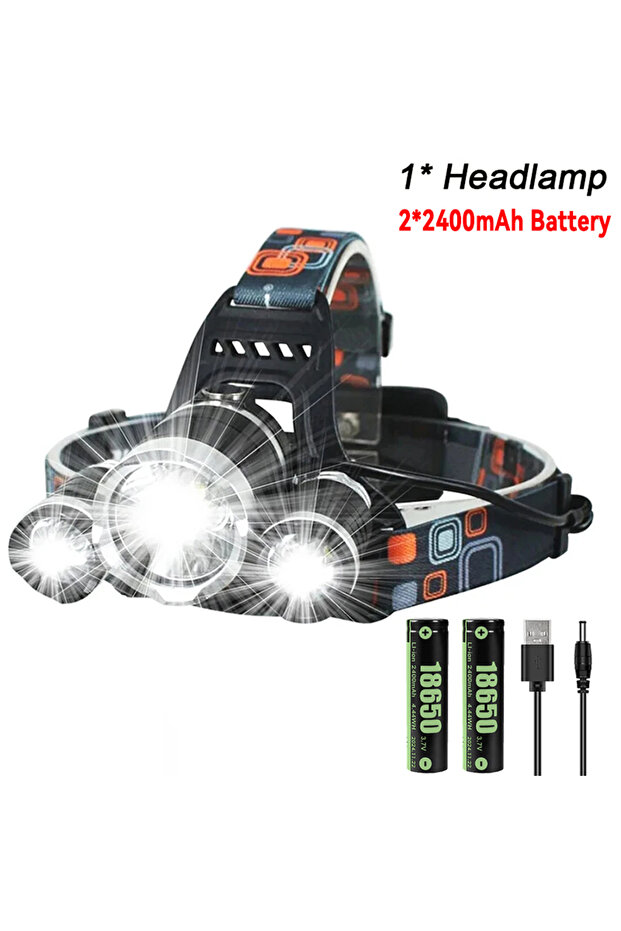 Heinast 2400MaH Battery 2*18650 USB Rechargeable Headlamp Powerful Led Flashlight Lantern Waterproof