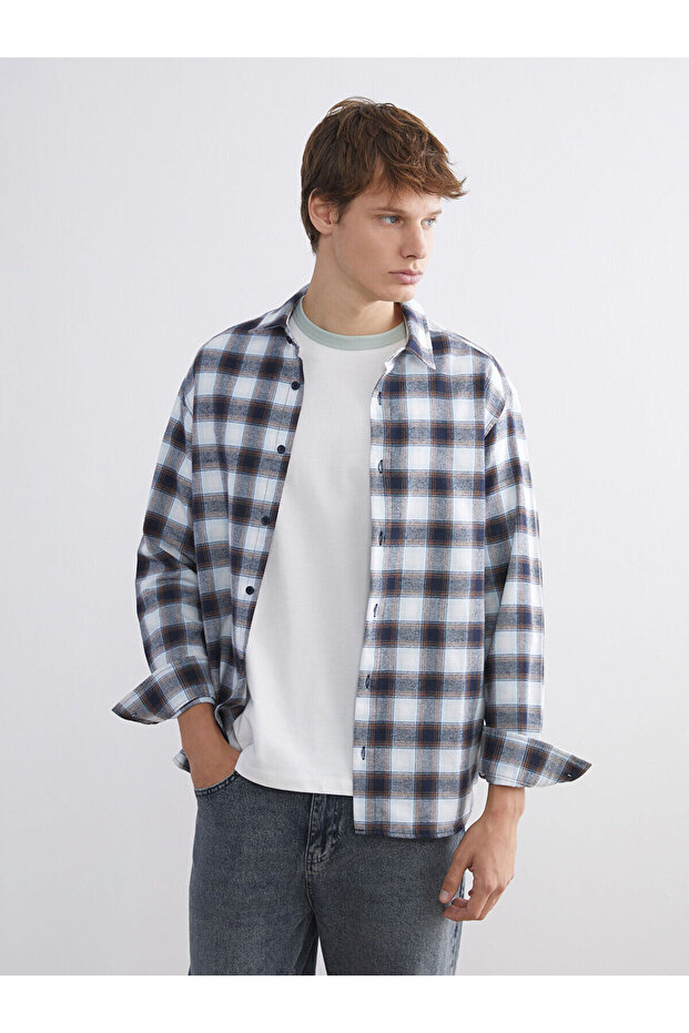 Brown Regular Fit Long Sleeve Plaid Men's Lumberjack Shirt from Plus-Store