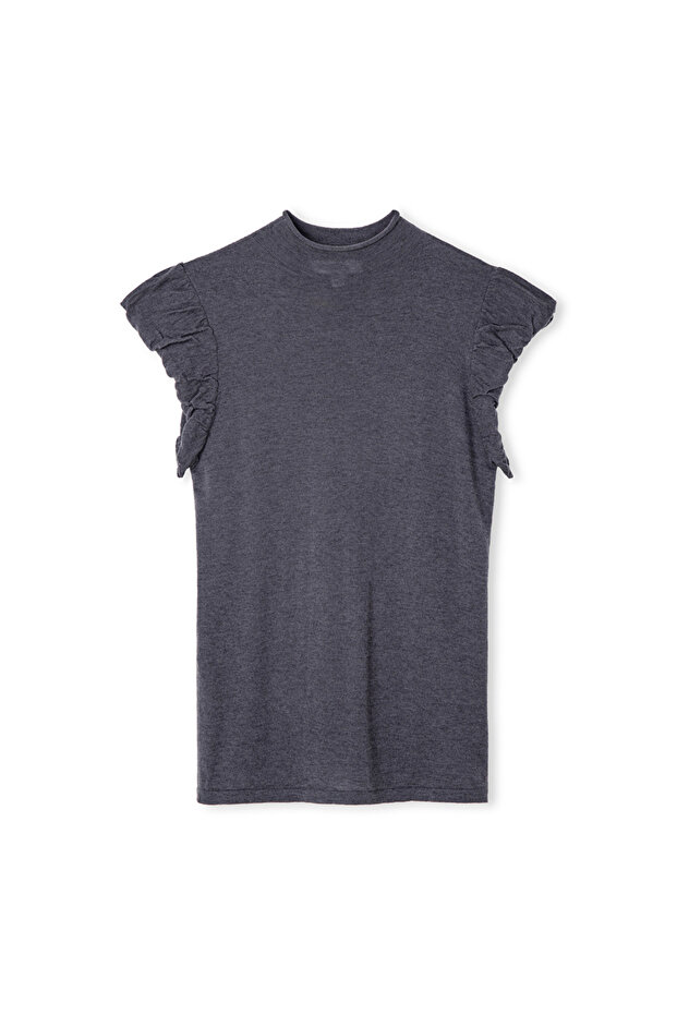 Yün içerikli balon kol triko - 3