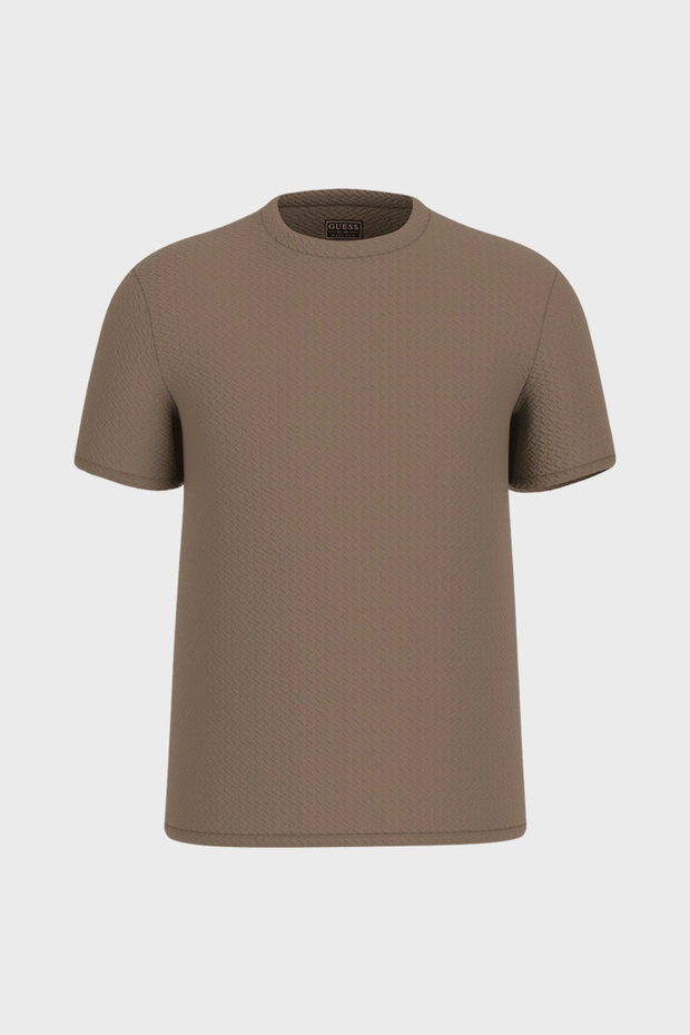 Short Sleeve Blake Textured Crew Neck Men's Brown Top M6Rp33Kb170-G1Dy