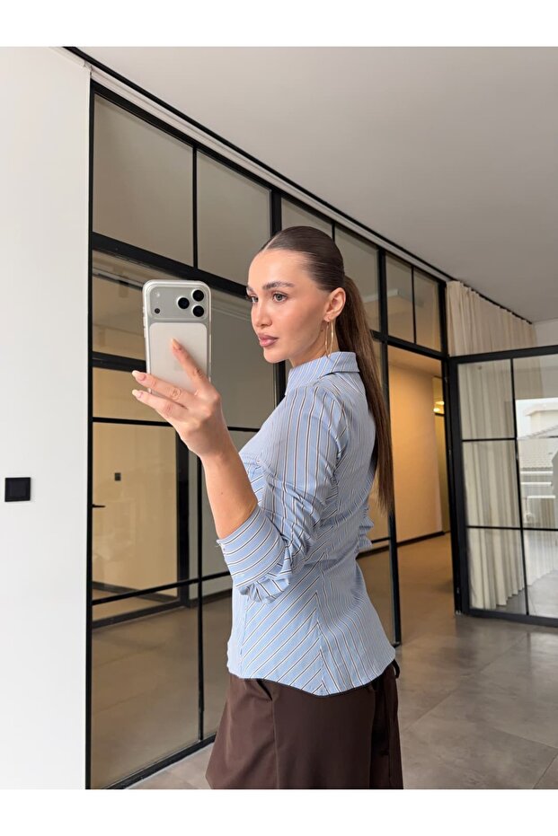 SLİM FİT BASİC ÇİZGİLİ GÖMLEK - 3