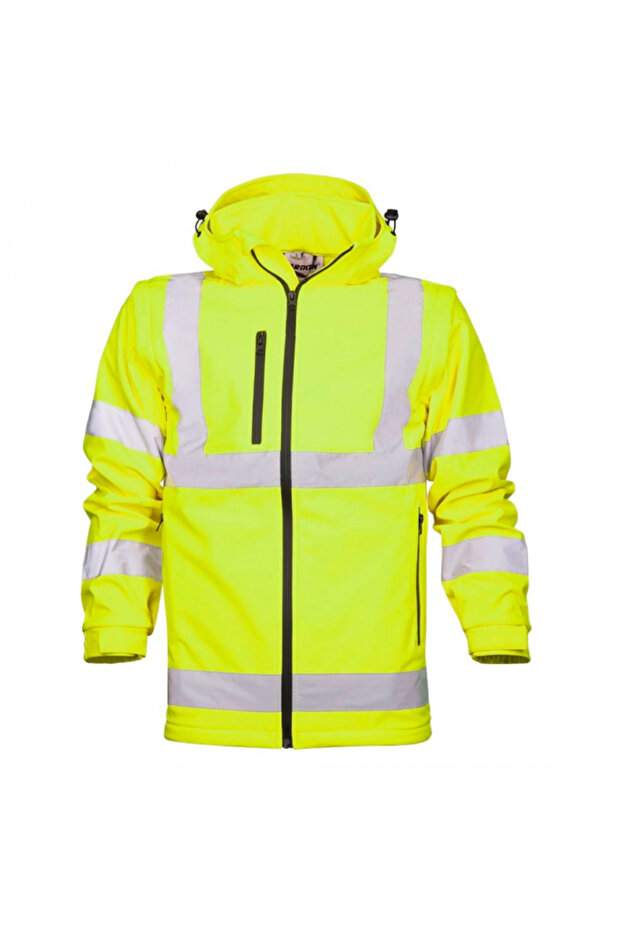 Men's yellow reflective softshell jacket, REF 501 - 1