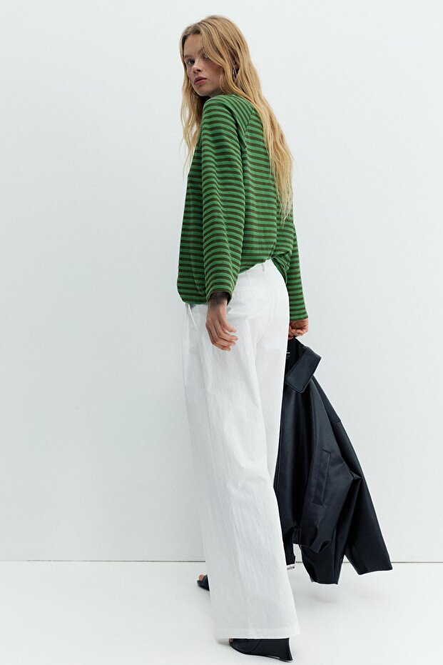 Beyaz çift pensli pantolon - 4