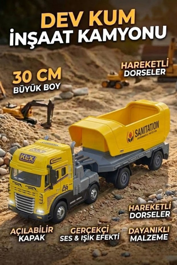 Toy Large Size Giant Earthmoving Truck - Movable Dump Construction Truck with Sound and Light (30 cm)