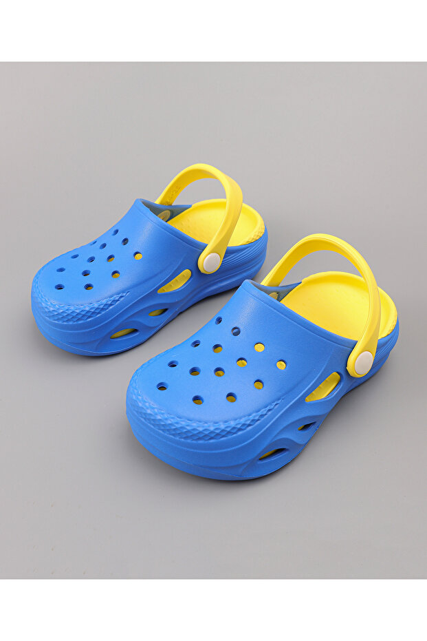 Solid Backstrap Closure Clogs - Blue/Yellow - 6