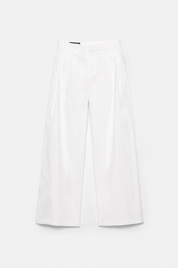Beyaz çift pensli pantolon - 6