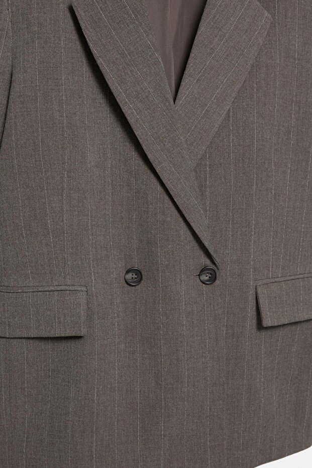 Çizgili kruvaze blazer - 8
