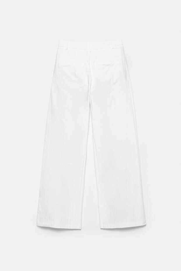 Beyaz çift pensli pantolon - 7