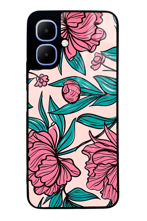 Infinix Smart 10 Glossy Phone Case with Fuchsia Floral Design