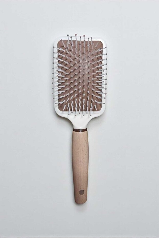 Wooden Handle Hairbrush with Beaded Tip, Suitable for Daily Use with Scalp Massage