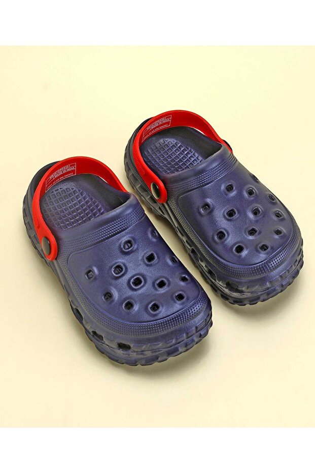 Solid Color Back Strap Closure Clogs - Navy Blue - 2